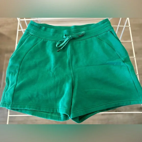 Lululemon Scuba High-Rise Sweat Shorts 5” Size 10 Cascadia Green EUC - Picture 2 of 7
